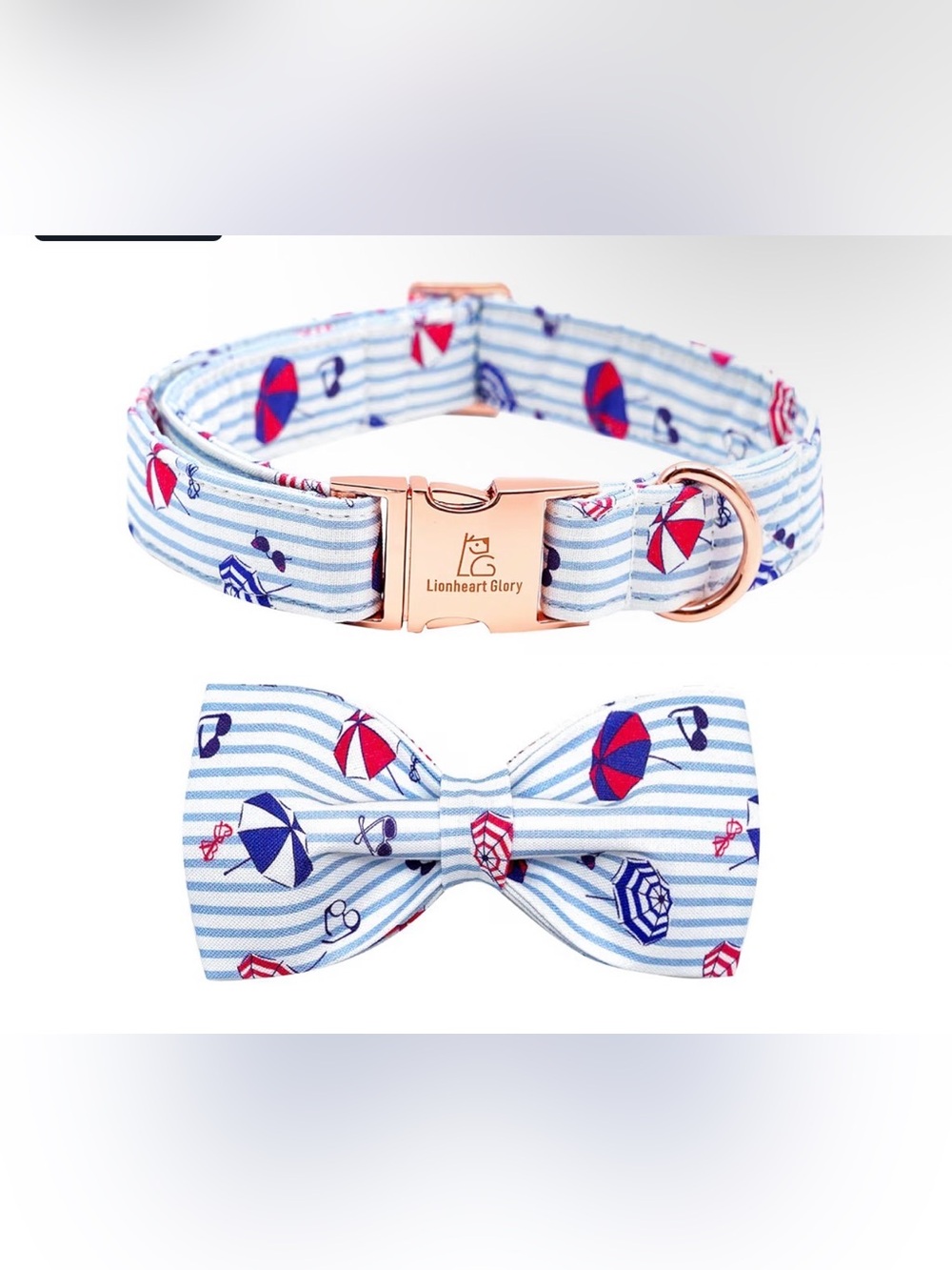 Summer Stripe Boy Dog Bowtie Collar size L